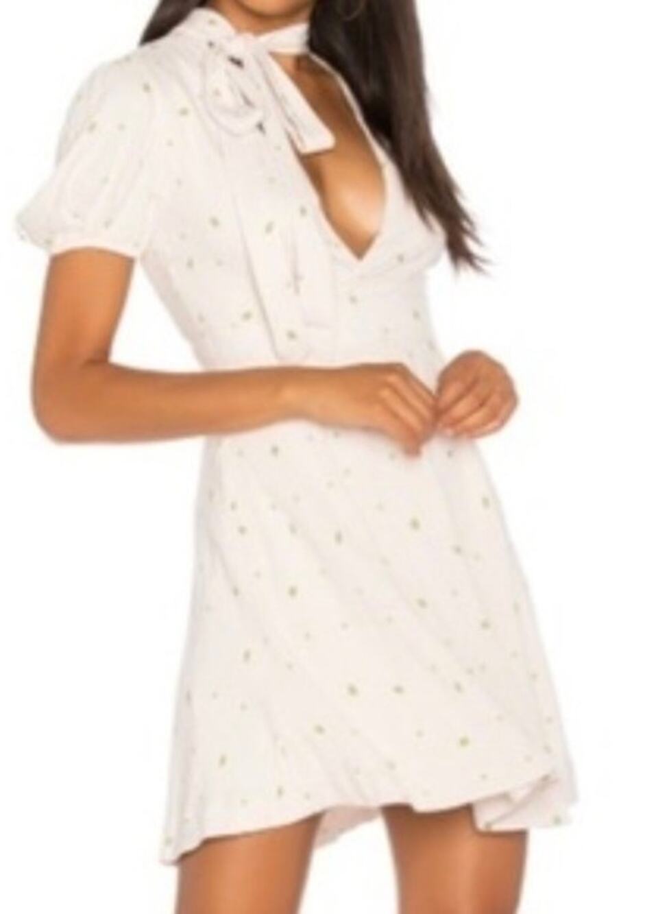 Free People NWT Abbie Printed Fit and Flare Ivory Mini Dress Size 8